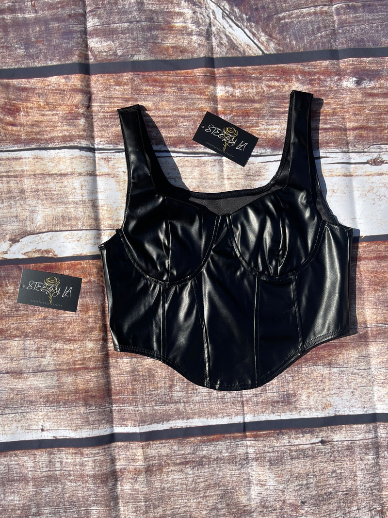 faux leather crop tops