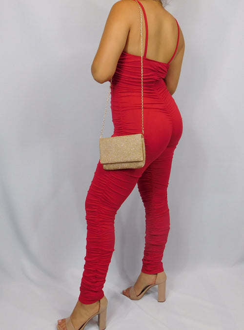Ruffled red jumpsuit