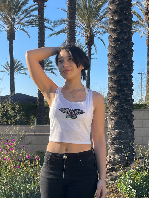 Holographic Butterfly Crop Top